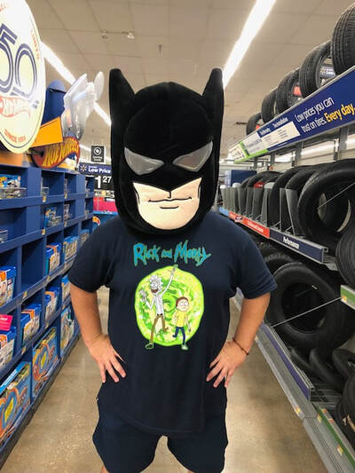 Batman shopping at Walmart